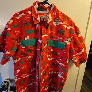 MAGELLAN Mens Fishing Shirt Relaxed Fit Vented Merry Christmas Men's Medium Jeep